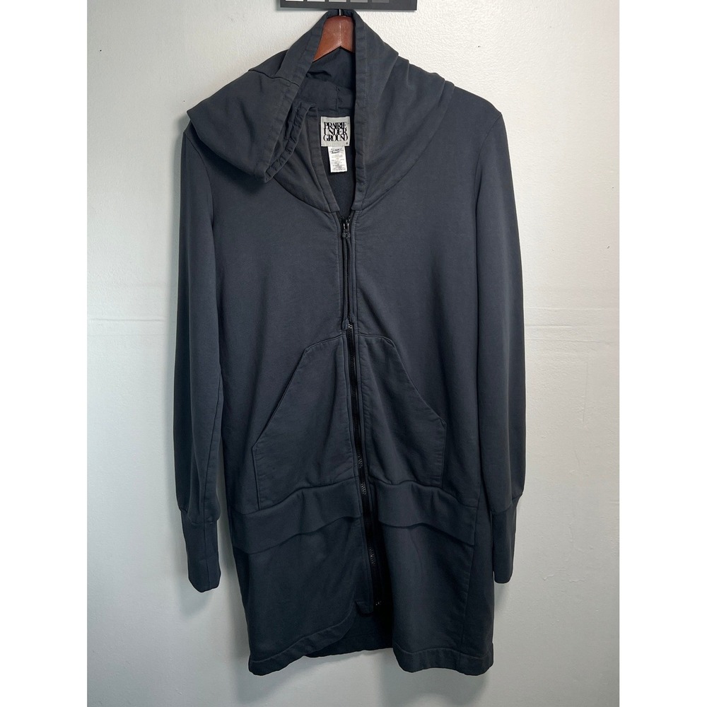 Prairie Underground Long Cloak Hoodie Charcoal Organic Cotton Longline Med